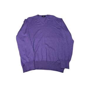 Boggi Milano V Neck Sweater Purple‎ Virgin Wool Made in Italy Men's XL